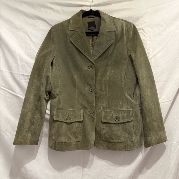 Lady Hathaway Jackets & Blazers - Chic Olive Suede Leather Women's Blazer